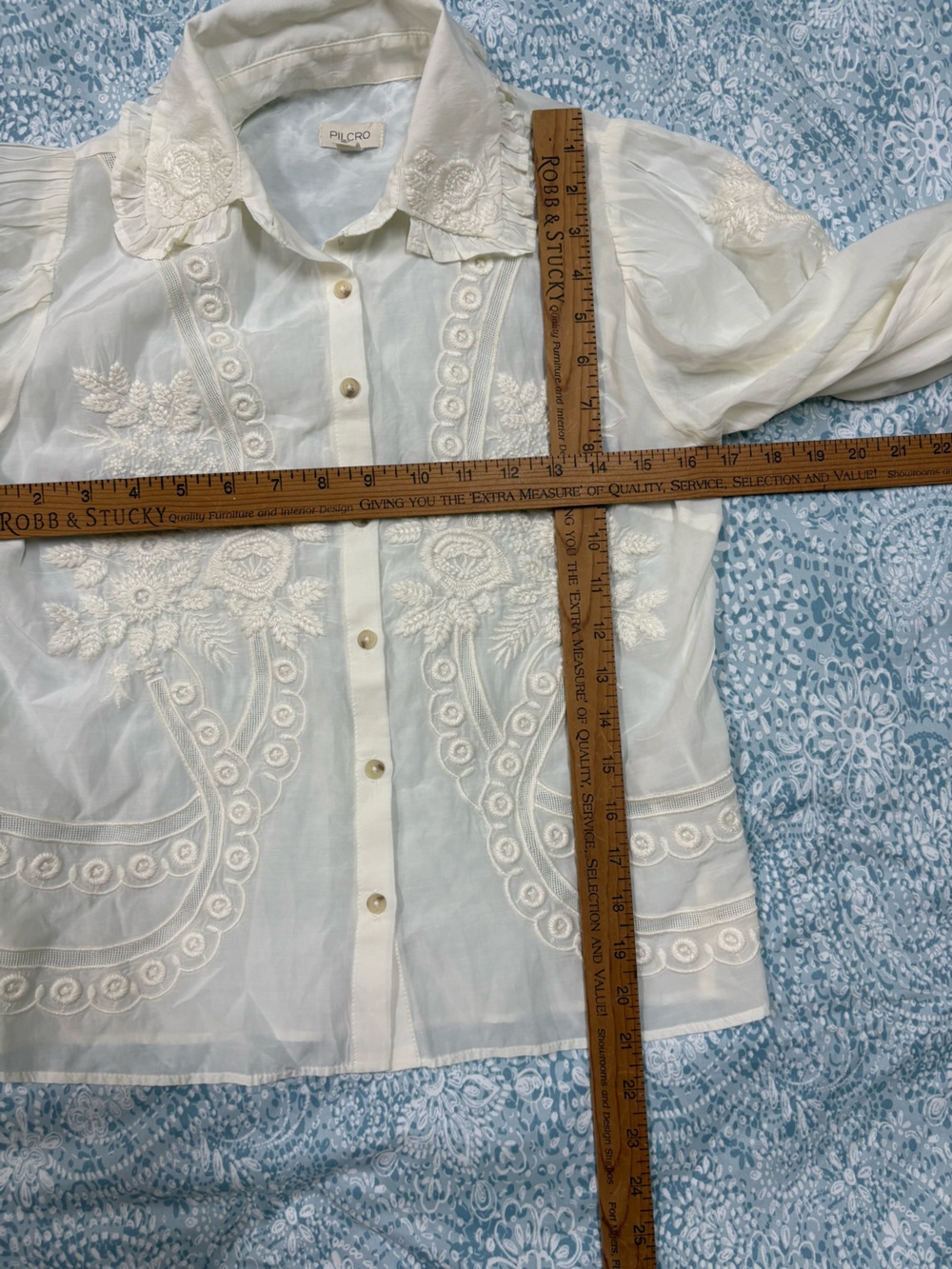Pilcro White Embroidered Button-Down Blouse - Picture 7 of 13